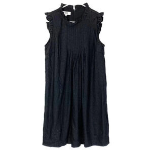 Tibi Sleeveless Wool Pin Tuck Ruffle Dress Womens Size 6 / Small Black White